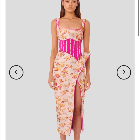 Unique Pink Midi Formal Dress - Picture 2 of 7